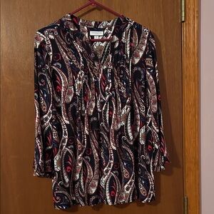 Charter Club Women's Paisley Blouse - Red, White, Black